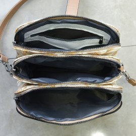 Women's Crossbody Bag with Floral-like Pattern - Pastel Pink, Turn-Lock Closure, Adjustable Strap - Lightweight PU Purse for Everyday, Valentine's Gift, Parties - Elegant Ladies Handbag with Secure Closure