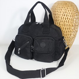 BO Women'S Multi-Pocket Nylon Crossbody Bag - Large Capacity Detachable Shoulder Strap, Multiple Zipper Pockets, Casual Style for Travel & Commuting, Available in Khaki, Light Purple, Dark Green, Watermelon Red, Black, Travel Bag, Commuter Handbag, Stylish Accessory, Durable Zipper Closure