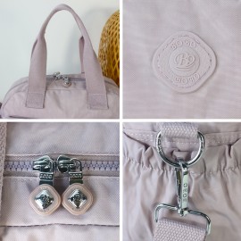 BO Women'S Multi-Pocket Nylon Crossbody Bag - Large Capacity Detachable Shoulder Strap, Multiple Zipper Pockets, Casual Style for Travel & Commuting, Available in Khaki, Light Purple, Dark Green, Watermelon Red, Black, Travel Bag, Commuter Handbag, Stylish Accessory, Durable Zipper Closure