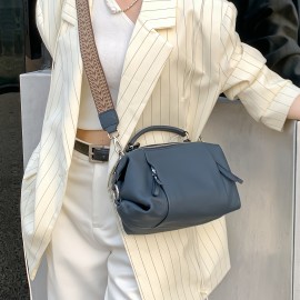 [Leather Handbag] Genuine Leather Women's Handbag | Detachable Shoulder Strap, Spacious Boston Bag for Work & Casual, Zipper Closure, Fade-Resistant, Multi-Color Options - Versatile Travel Purse, Oiledged Finish