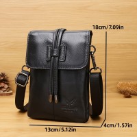 [Leather Crossbody Bag] Genuine Leather Women's Crossbody Bag | Multiple Compartments, Detachable Adjustable Strap, Magnetic Closure, Coffee Brown Tassel Detailing, Polyester Lining - Casual Everyday Shoulder Bag
