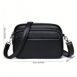 Women'S Genuine Leather Crossbody Bag - Large Capacity Retro Square Handbag with Detachable Strap, Golden-Tone Hardware & Zipper Closure, Elegant White/Black/Coffee/Green/Blue - Versatile Everyday & Special Occasion Purse, Durable Cowhide Leather Sh