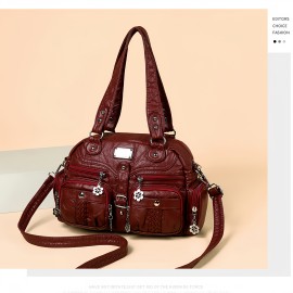 Women'S Vintage Y2K Punk Handbag with Multiple Pockets - Gothic Punk Style Tote Bag, Golden-Tone Hardware & Chain Strap, Zipper Closure, Polyester, For Everyday & Special Events - Retro Women'S Purse, Party Accessory, Edgy Fashion