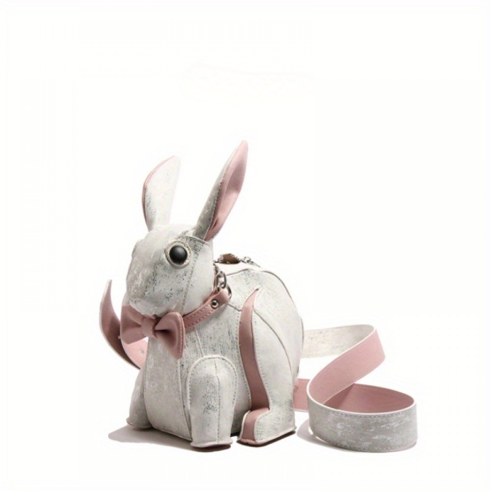 New Luxury Design - Cute Rabbit-Shaped Shoulder Bag with Removable Strap, Light Blue, Elegant Zipper Closure, Polyester Lining, Perfect for Formal & Casual Occasions, Formal Occasion Bag | Playful Accessory | Durable Zipper Closure, Cute Rabbit Accessories