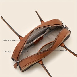 Ondy Women's Vintage Plaid & Cowhide Messenger Bag & Baguette Clutch - Caramel Brown/Black, Adjustable Strap, Zipper Closure, Nylon Lining - All-Season Commuting, Travel & Office Handbag for Women & White-Collar Workers, Cowgirl Purse, Daily Commuting Accessory, Twotone Design, Sturdy Handle Construction