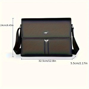 [Men's Crossbody Bag] New Men's Crossbody Bag Made of Genuine, Stylish Horizontal Business Briefcase for Travel