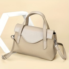 Genuine Leather Handbag, Top-Grain Cowhide Genuine Leather Crossbody Bag with Adjustable Strap, Solid Color Genuine Leather Shoulder Bag for Business, Commute, and Gatherings - A Gift for Loved Ones