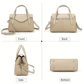 Genuine Leather Handbag, Top-Grain Cowhide Genuine Leather Crossbody Bag with Adjustable Strap, Solid Color Genuine Leather Shoulder Bag for Business, Commute, and Gatherings - A Gift for Loved Ones