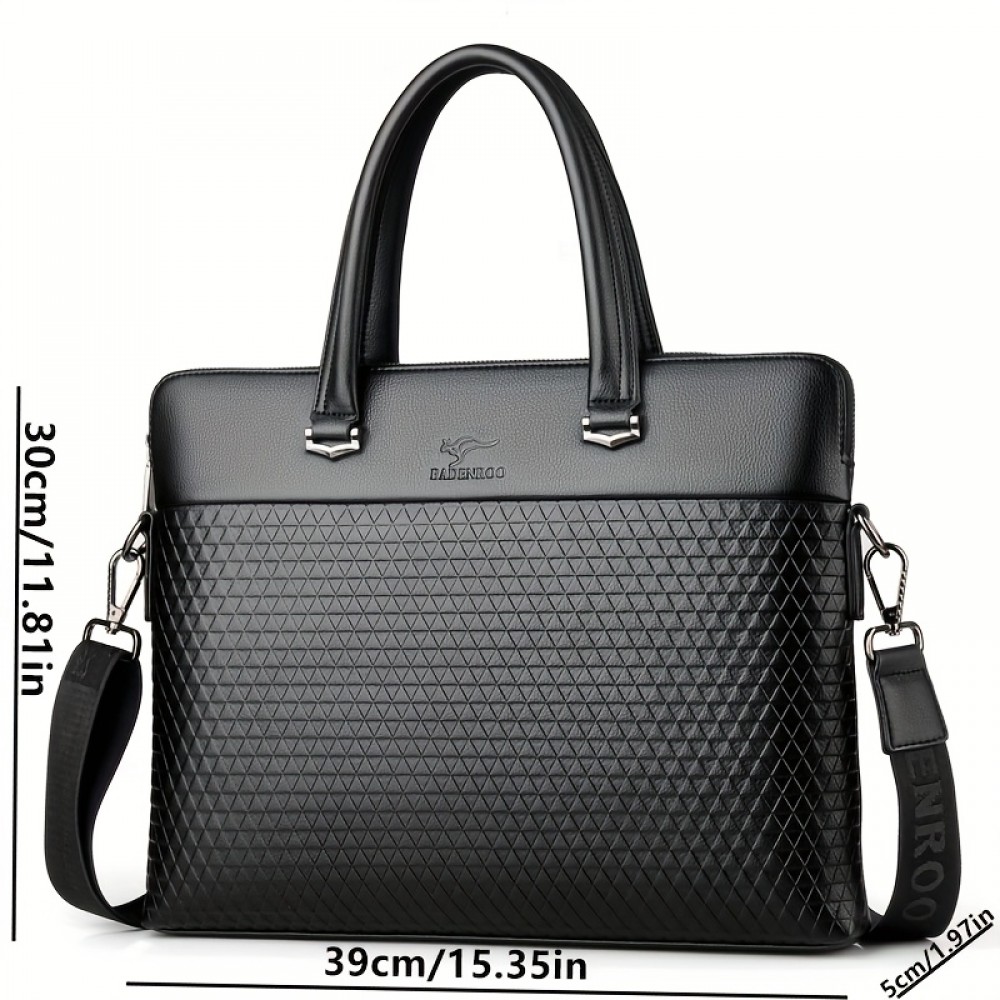 1pc Men'S Plaid Print Business Tote Bag, Crossbody Bag, Horizontal Casual Laptop Bag, Document Pouch, Shoulder Bag