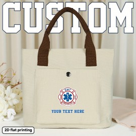 Customizable EMT Firefighter Badge Backpack - Personalized Text/Design, Heavy-Duty Portable Handbag with Top Handle, for First Responders, Medical Professionals, Everyday Commute - Professional & Casual Use - Add Your Own Message!, First Responder Gear, Bold Emblem Design, Sturdy Construction, 2D Flat, EMT Gift Idea, Work Backpack, Emergency Worker, F.A.S.T EMTs