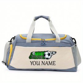 Customizable Soccer-Themed Large Capacity Gym Bag with Shoe Compartment, Adjustable Shoulder Straps & Multi-Functional Storage Pockets - Perfect for Basketball, Travel & Daily Use - Ideal Gift for Birthdays, Father'S Day, Thanksgiving, Sports Gear, Playful Design, Durable Construction