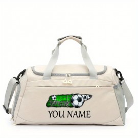 Customizable Soccer-Themed Large Capacity Gym Bag with Shoe Compartment, Adjustable Shoulder Straps & Multi-Functional Storage Pockets - Perfect for Basketball, Travel & Daily Use - Ideal Gift for Birthdays, Father'S Day, Thanksgiving, Sports Gear, Playful Design, Durable Construction