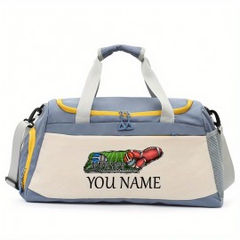 Customizable Soccer-Themed Large Capacity Gym Bag with Shoe Compartment, Adjustable Shoulder Straps & Multi-Functional Storage Pockets - Perfect for Basketball, Travel & Daily Use - Ideal Gift for Birthdays, Father'S Day, Thanksgiving, Sports Gear, Playful Design, Durable Construction