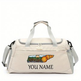 Customizable Soccer-Themed Large Capacity Gym Bag with Shoe Compartment, Adjustable Shoulder Straps & Multi-Functional Storage Pockets - Perfect for Basketball, Travel & Daily Use - Ideal Gift for Birthdays, Father'S Day, Thanksgiving, Sports Gear, Playful Design, Durable Construction