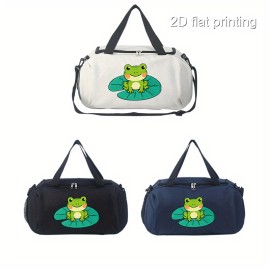 1pc Frog Design Large Capacity Travel Duffel Bag - Durable Polyester Sports & Yoga Tote with Shoulder Strap, Playful Green Frog Illustration, Perfect for Gym, Outdoor Adventures, and Daily Use