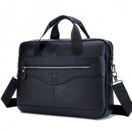 Men's Genuine Leather Tote Bag - Large Capacity, Multifunctional Briefcase with Adjustable Shoulder Strap, Durable First Layer Cowhide, Brown Multi-Compartment Design for Business Trips & Daily Commute, Daily Commute Bag | Multifunctional Design | Quality Leather Craftsmanship
