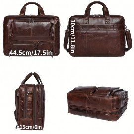 [Leather Briefcase] Genuine Leather Business Briefcase | Large Capacity Cowhide Leather Handbag for Men Commuting