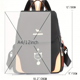 [Cute Cat Backpack] Durable & Soft Black Nylon Minimalist Style Backpack with Cute Cat Design | Multiple Zipper Pockets, Ideal for Daily Commute & School Use, Commuter Backpack | Playful Backpack