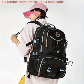 Women'S Large Capacity Backpack - Heavy-Duty Travel Backpack with Adjustable Padded Straps, Golden-Tone Hardware & Zipper Closure