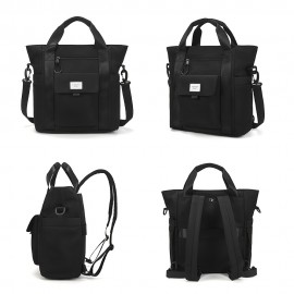 Women's Large Capacity Convertible Backpack - Stylish Multi-Compartment Travel Backpack with Detachable Crossbody/Handheld Bag, Adjustable Padded Shoulder Straps, Durable Polyester for Commuting, Work, School & Travel - White/Black (Hand Washable) - Versatile Everyday Backpack for Women