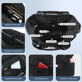 Women's Large Capacity Convertible Backpack - Stylish Multi-Compartment Travel Backpack with Detachable Crossbody/Handheld Bag, Adjustable Padded Shoulder Straps, Durable Polyester for Commuting, Work, School & Travel - White/Black (Hand Washable) - Versatile Everyday Backpack for Women