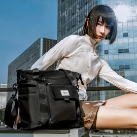 Women's Large Capacity Convertible Backpack - Stylish Multi-Compartment Travel Backpack with Detachable Crossbody/Handheld Bag, Adjustable Padded Shoulder Straps, Durable Polyester for Commuting, Work, School & Travel - White/Black (Hand Washable) - Versatile Everyday Backpack for Women