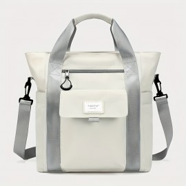 Women's Large Capacity Convertible Backpack - Stylish Multi-Compartment Travel Backpack with Detachable Crossbody/Handheld Bag, Adjustable Padded Shoulder Straps, Durable Polyester for Commuting, Work, School & Travel - White/Black (Hand Washable) - Versatile Everyday Backpack for Women