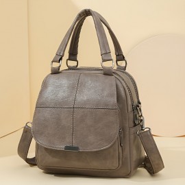 Taole Women's Vintage PU Convertible Handbag/Backpack - Adjustable & Detachable Strap, -Tone Hardware, Multi-Way Carry (Crossbody/Backpack) - Beige/White/Khaki/Red/Black, Zipper Closure for //Travel