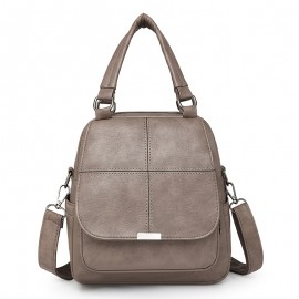 Taole Women's Vintage PU Convertible Handbag/Backpack - Adjustable & Detachable Strap, -Tone Hardware, Multi-Way Carry (Crossbody/Backpack) - Beige/White/Khaki/Red/Black, Zipper Closure for //Travel