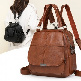 Taole Women's Vintage PU Convertible Handbag/Backpack - Adjustable & Detachable Strap, -Tone Hardware, Multi-Way Carry (Crossbody/Backpack) - Beige/White/Khaki/Red/Black, Zipper Closure for //Travel