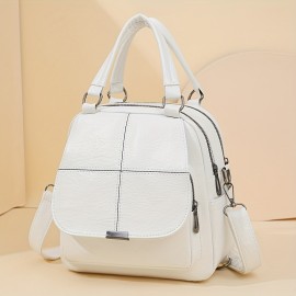 Taole Women's Vintage PU Convertible Handbag/Backpack - Adjustable & Detachable Strap, -Tone Hardware, Multi-Way Carry (Crossbody/Backpack) - Beige/White/Khaki/Red/Black, Zipper Closure for //Travel