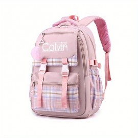 Calvin Inspired Backpack - Large Capacity School, Travel, Work Bag with Ergonomic Padded Straps, Multiple Compartments, Zipper Closure - Durable Nylon Backpack for Women & Men, Everyday Commute, College, Business - Available in Pink, Blue, Black - Machine Washable, Backpack for Travel, College Essentials, Geometric Pattern, Sturdy Construction, Versatile Carryall, Daily Commuters, Casual Style, Highquality Fabric, Office Workers, Women'S Backpack, Small Backpack For Volleyball, Jt