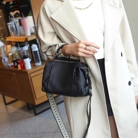 [Leather Handbag] Genuine Leather Women's Handbag | Detachable Shoulder Strap, Spacious Boston Bag for Work & Casual, Zipper Closure, Fade-Resistant, Multi-Color Options - Versatile Travel Purse, Oiledged Finish