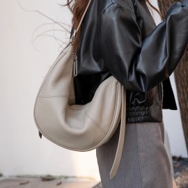 Women's Large Capacity Handbag - Elegant Full-Grain Crossbody Bag with Golden-Tone Hardware, Zipper Closure & Lining, Structured Round Top & Flat Base - Versatile Everyday Purse for Work, Travel, Formal Events (White/Red/Black) - Durable & Easy Maintenance, Wipeable Surface, Golden-Tone Hardware, Spacious Interior for Everyday Essentials, Casual to Formal Use, Bag for Women High Quality, Womens Shoulder Bag with Buckles, Luxurious Bag for Women,