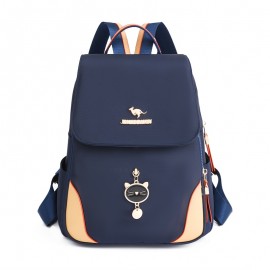 [Cute Cat Backpack] Durable & Soft Black Nylon Minimalist Style Backpack with Cute Cat Design | Multiple Zipper Pockets, Ideal for Daily Commute & School Use, Commuter Backpack | Playful Backpack