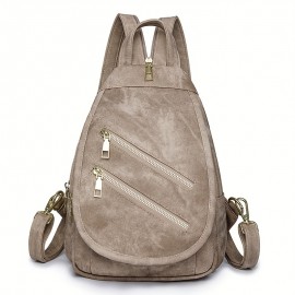 Vintage-Inspired Blue PU Backpack with Adjustable Straps & Multiple Pockets - Durable Everyday Use, Hand Washable Lining, Zipper Closure, Everyday Backpack|Vintageinspired Backpack|Durable Backpack