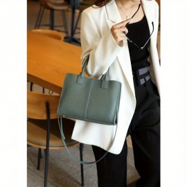 Women's Genuine Leather Handbag - Large Capacity Convertible Crossbody/Handbag with Detachable Strap, Golden-Tone Hardware & Secure Zipper Closure, Multi-Color Options (Black, Yellow, Red, Grey, Beige, Olive Green) - Durable Everyday Work & Travel Bag, Minimalist Design, Lined Interior, Spot Clean Only, Made in Guangzhou