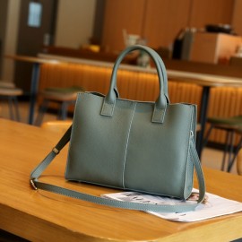 Women's Genuine Leather Handbag - Large Capacity Convertible Crossbody/Handbag with Detachable Strap, Golden-Tone Hardware & Secure Zipper Closure, Multi-Color Options (Black, Yellow, Red, Grey, Beige, Olive Green) - Durable Everyday Work & Travel Bag, Minimalist Design, Lined Interior, Spot Clean Only, Made in Guangzhou