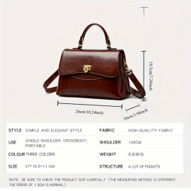 [Genuine Leather Messenger Bag] Genuine Leather Women's Messenger Bag - Classic Professional Purse with Golden-Tone Hardware, Secure Clasp Closure, Black/Coffee Brown, Elegant Handbag, Work Accessory, Vintageinspired Design, Sturdy Handles, Crossbody Purse, Stylish Travelers