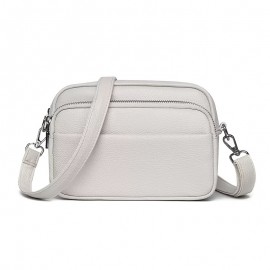 Women'S Genuine Leather Crossbody Bag - Large Capacity Retro Square Handbag with Detachable Strap, Golden-Tone Hardware & Zipper Closure, Elegant White/Black/Coffee/Green/Blue - Versatile Everyday & Special Occasion Purse, Durable Cowhide Leather Sh