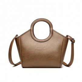 Burgundy/Black/Olive Green/Coffee Brown/Light Brown/Ivory Vintage Women's Shoulder Bag - Stylish Casual Shopping Handbag with Detachable Strap, Zip Closure, and Nylon Lining, Travel Shoulder Purse | Minimalistic Branding | Oiled Edge Construction, Novelty Purse