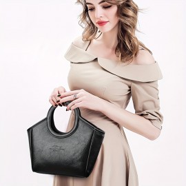 Burgundy/Black/Olive Green/Coffee Brown/Light Brown/Ivory Vintage Women's Shoulder Bag - Stylish Casual Shopping Handbag with Detachable Strap, Zip Closure, and Nylon Lining, Travel Shoulder Purse | Minimalistic Branding | Oiled Edge Construction, Novelty Purse