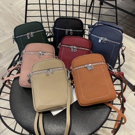Women'S Mini Crossbody Bag | Genuine Leather | Beige | Zipper Closure | Adjustable Strap | Multi-Color Options | Durable & Stylish for Everyday Use, Small Crossbody Bag