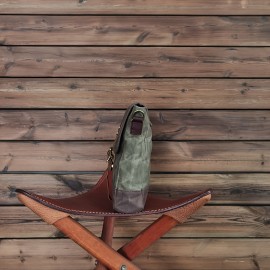 Men's Vintage Olive Green Canvas Crossbody Bag - Large Capacity Adjustable Shoulder Strap, Golden-Tone Hardware & Snap Closure, Casual Outdoor Travel Backpack Purse for,, Everyday Use (Army Green, Durable Canvas)