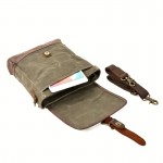 Men's Vintage Olive Green Canvas Crossbody Bag - Large Capacity Adjustable Shoulder Strap, Golden-Tone Hardware & Snap Closure, Casual Outdoor Travel Backpack Purse for,, Everyday Use (Army Green, Durable Canvas)