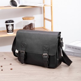 Men'S Genuine Crossbody Bag - Sleek Black Versatile Shoulder & Handbag with Adjustable Strap, Multiple Compartments, and Secure Zipper Closure for Casual or Professional Use, Crossbody Purse, Business Casual Bag, Textured Finish