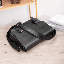 Men'S Genuine Crossbody Bag - Sleek Black Versatile Shoulder & Handbag with Adjustable Strap, Multiple Compartments, and Secure Zipper Closure for Casual or Professional Use, Crossbody Purse, Business Casual Bag, Textured Finish