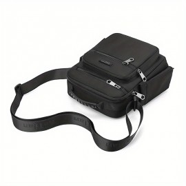 [Casual Crossbody Bag] Large Capacity Men's Casual Oxford Cloth Crossbody Bag | Adjustable Strap, Zippered Pockets, Durable Black Shoulder Bag for Everyday Use