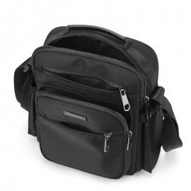 [Casual Crossbody Bag] Large Capacity Men's Casual Oxford Cloth Crossbody Bag | Adjustable Strap, Zippered Pockets, Durable Black Shoulder Bag for Everyday Use