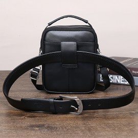 Men'S Genuine Leather Crossbody Bag - Adjustable Strap, Multiple Compartments, Zipper Closure, Black & Brown Options, Perfect for Everyday Use, Secure Travel Bag | Sleek Shoulder Bag | Durable Zipper Closure, Busy Professionals, Small Crossbody Bag, Mini Shoulder Bag for Men, Chains for Cross Bag, Wallet Crossbody Bag for Men, Business Travelers